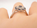 4Ct Round Cut Blue Sapphire Diamond Art Deco Engagement Ring 18K White Gold Over