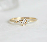 0.5ct Baguette Diamond Engagement Ring 14k Yellow Gold Finish Minimalist Cluster