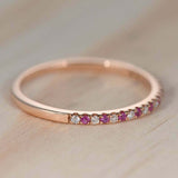 1ct Round Alternate Pink Sapphire Diamond Half Eternity Band 18k Rose Gold Over