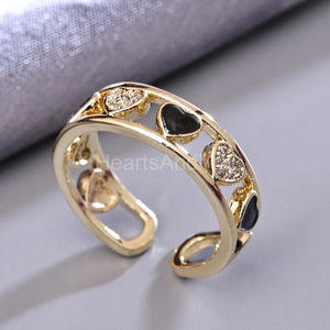 0.5ct Round Cut Moissanite Cluster Heart Cuff Women Ring 14k Yellow Gold Plated