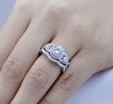 5Ct Round Cut Diamond Bridal Set Split Band Stylish Ring 14K White Gold Finish