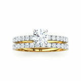 2.3ct Engagement Ring Round Cut Diamond Bridal Set Design 14k Yellow Gold Finish