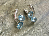 2ct Drop Earrings Oval Cut Blue Aquamarine Two Stone Stylish 14k White Gold Over