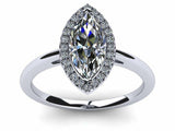 1.3ct Marquise Cut VVS1D Diamond Halo Solitaire Engagement Ring 14k Gold Finish