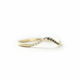 0.5ct Round Cut White Black Diamond Wedding Band Curved 14k Yellow Gold Finish