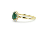 1.3ct Oval Cut Green Emerald Diamond Halo Engagement Ring 14k Yellow Gold Finish