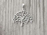 Tree of Life Leaf Pendant 14k White Gold Finish NO CHAIN