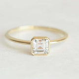 0.7ct Asscher Cut VVS1D Diamond Engagement Ring 14k Yellow Gold Finish Solitaire