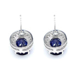 2.2Ct Oval Cut Blue Sapphire Diamond Halo Solitaire Earrings 14K White Gold Over