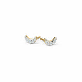 0.3ct Stud Earrings Round Cut Diamond Half Moon Crescent 14k Yellow Gold Finish