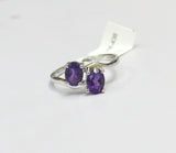 2ct Oval Purple Amethyst Two Stone ByPass Engagement Ring 14k White Gold Finish