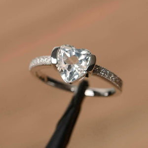 1ct Engagement Ring Heart Cut Diamond Solitaire Round Accent 14k White Gold Over