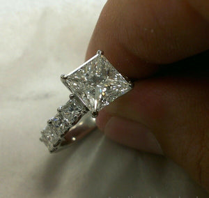 4Ct Princess Cut Diamond Solitaire Eternity Engagement Ring 14K White Gold Over