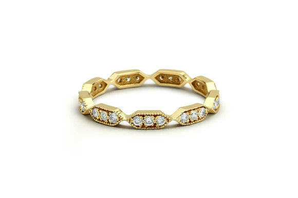 Stackable Full Eternity Wedding Band 1ct Round Cut Diamond 18k YellowGold Finish