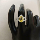 2ct Engagement Ring Pear Cut Yellow Sapphire Split Shank Halo 14k WhiteGold Over