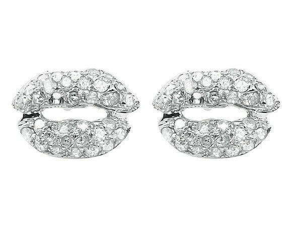 0.5ct Round Cut VVS1D Diamond Lips Stud Earrings Women 14k White Gold Finish