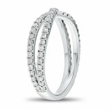 1.6ct Wedding Band Round Cut Diamond Twisted Split Design 14k White Gold Finish