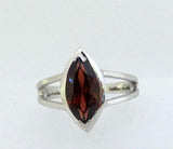 1.5ct Engagement Ring Marquise Cut Red Garnet Split Shank 14k White Gold Finish