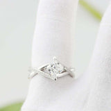 1ct Princess Cut Diamond Engagement Ring Twist Infinity Shank 14k WhiteGold Over