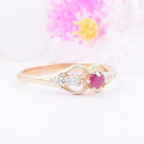 1.2ct Round Cut Pink Ruby Engagement Ring Petite Minimalist 14k Yellow Gold Over