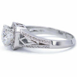 2ct Round Diamond Split Shank Stylish Halo Engagement Ring 14k White Gold Finish