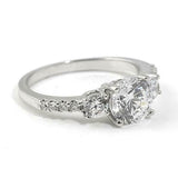 3ct Round Cut Diamond Trilogy Ring with Accents 14k White Gold Finish