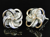 0.75ct Round Cut VVS1D Diamond Floral Design Stud Earrings 14k Dual Gold Finish