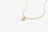 0.5ct Diamond Pendant with Chain Round Cut Star Design 14k Yellow Gold Finish