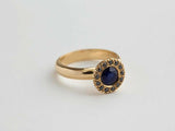 1.5ct Round Cut Blue Sapphire Engagement Ring Halo Solitaire 14k YellowGold Over