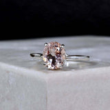 1.7ct Oval Cut Peach Morganite Engagement Ring Solitaire 14k Rose Gold Finish