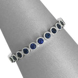 2Ct Round Cut Blue Sapphire Vintage Eternity Wedding Band 14K White Gold Finish