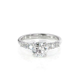 1.5ct Round Cut Diamond Solitaire Ring 14k White Gold Finish with Round Accents