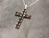 1.55ct Red Garnet Pendant Round Cut Holy Cross 14k White Gold Finish NO CHAIN