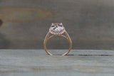 2ct Oval Cut Morganite Engagement Ring 14k Rose Gold Finish Diamond Accents Halo