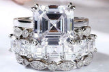 8Ct Asscher Cut Diamond Quartet Engagement Ring Vintage Band 14K White Gold Over