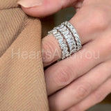 2.6ct Radiant Cut Simulated Diamond Full Eternity Wed Band 14k White Gold Plated