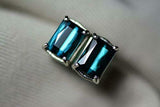 4ct Stud Earrings Radiant Cut London Blue Topaz Solitaire 14k White Gold Finish