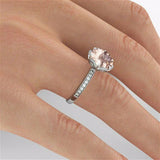 1.5ct Round Cut Peach Morganite Floral Women Engagement Ring 14k White Gold Over