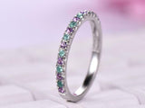 1ct Round Cut Amethyst Alternate Emerald Anniversary Band 14k White Gold Finish