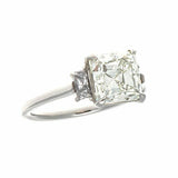 2.1ct Asscher Cut Diamond Engagement Ring Trilogy Unique 14k White Gold Finish