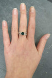 1.6ct Engagement Ring Round Cut Green Emerald Split Shank 14k White Gold Finish