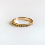 1ct Round Cut Green Emerald Wedding Band Ring Full Eternity 18k Yellow Gold Over