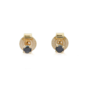 0.4ct Stud Earrings Round Cut Black Diamond Solitaire 14k Yellow Gold Finish