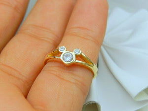 0.5ct Round Cut Diamond Three Stone Mouse Design Ring 14k Yellow Gold Finish