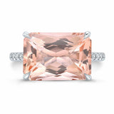 2ct Radiant Peach Morganite Diamond Accent Engagement Ring 14k White Gold Finish