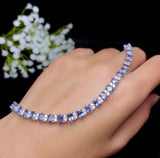 25Ct Oval Cut Tanzanite Diamond Partywear Tennis Necklace 14K White Gold Finish