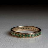 2ct Round Green Emerald Stackable Full Eternity Wedding Band 14k YellowGold Over