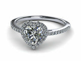 1.3ct Heart Cut Diamond Accent Halo Solitaire Engagement Ring 14k WhiteGold Over