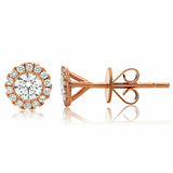 Halo Women Stud Earrings 1.2ct Round Cut VVS1D Diamond 14k Rose Gold Finish