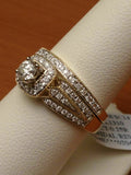 3.5Ct Round Cut Diamond Bridal Set Vintage Milgrain Ring 14K Yellow Gold Finish